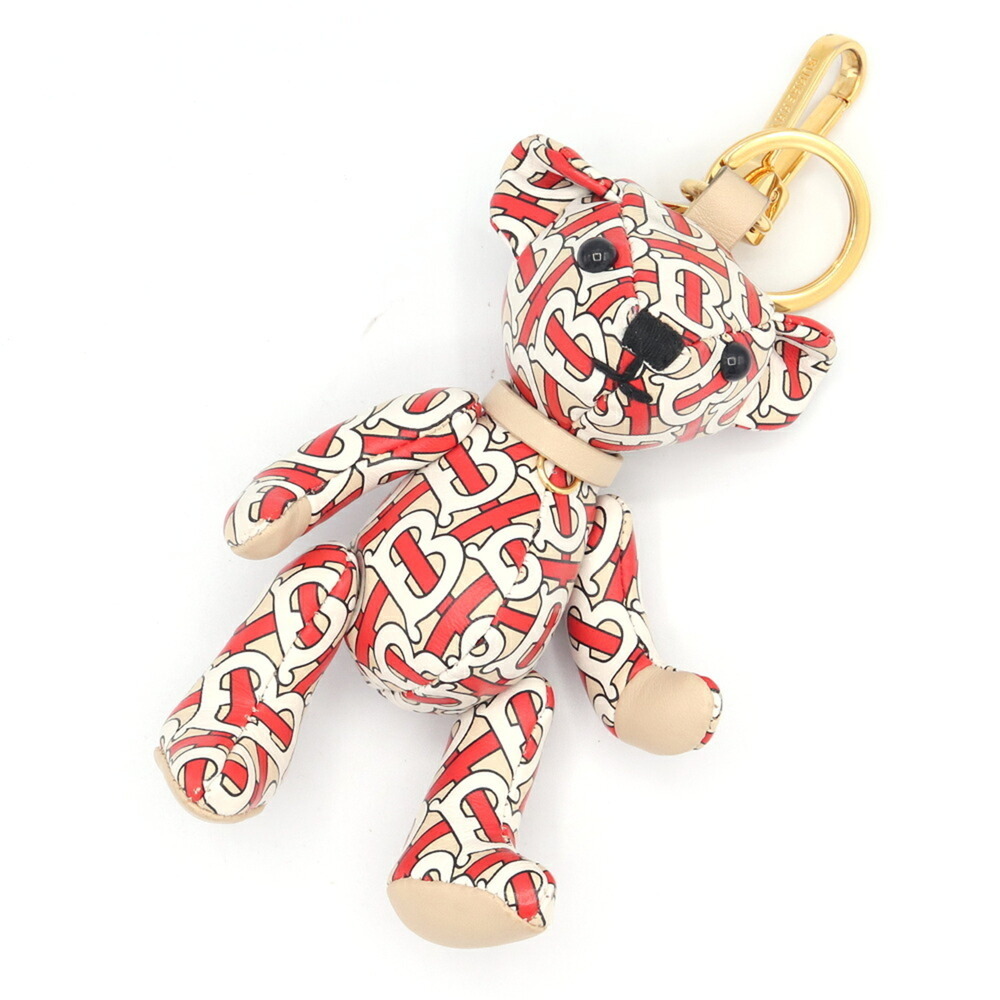 Burberry Accessories Bag Charm Thomas Bear 8011667 Red White Light Greige Lea...